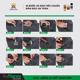 Hướng dẫn các bước vá săm tiêu chuẩn với vật tư Maruni