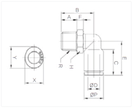 Đầu nối nhanh chữ L Sang-A GPL 04M3, GPL 04M5, GPL 04M6, GPL 0401, GPL 0402, GPL 0403