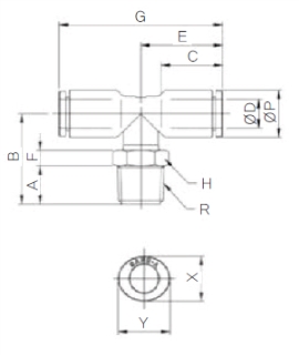 Đầu nối khí nén chữ T Sang-A  GPT 04M3, GPT 04M5, GPT 04M6, GPT 0401, GPT 0402, GPT 0403