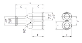 Đầu nối nhanh chữ Y Sang-A GPY 10, GPY 12, GPY 14, GPY 16