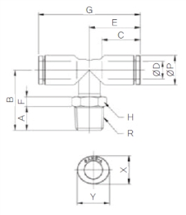 Đầu nối khí nén chữ T Sang A GPT 04M3(L), GPT 04M5(L), GPT 04M6(L)