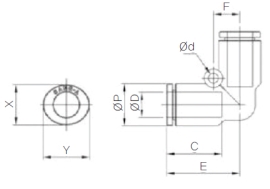 Đầu nối nhanh khí nén chữ L Sang A GPUL 03, GPUL 04, GPUL 06, GPUL 08