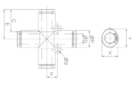 Đầu nối nhanh khí nén chữ thập Sang A GPZA 04, GPZA 06, GPZA 08, GPZA 10, GPZA 12