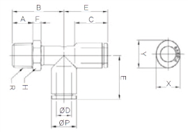 Đầu nối nhanh khí nén chữ T Sang A GPST 04M3(L), GPST 04M5(L), GPST 04M6(L)