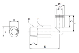 Đầu nối nhanh khí nén chữ L Sang A GPLL 06M5(L), GPLL 06M6(L)