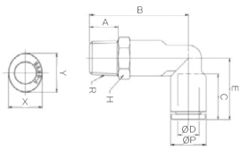 Đầu nối nhanh khí nén chữ L Sang A GPLLP 06M5, GPLLP 06M6