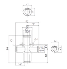 Đầu nối nhanh khí nén chữ thập Sang A GPZA22 0806, GPZA22 1008, GPZA22 1210