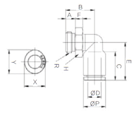 Đầu nối nhanh khí nén chữ L Sang A GPL 04G01, GPL 04G02, GPL 04G03