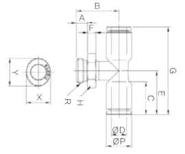 Đầu nối nhanh khí nén chữ T Sang A GPT 04G01(L), GPT 04G02(L), GPT 04G03(L)