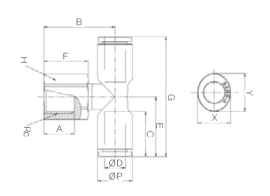 Đầu nối nhanh khí nén chữ T Sang A GPTF 06G01, GPTF 06G02, GPTF 06G03