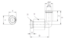 Đầu nối nhanh khí nén chữ L Sang A GPLL 06G01, GPLL 06G02, GPLL 06G03, GPLL 06G04