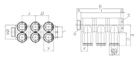 Cụm đầu nối nhanh khí nén 6 đầu chia Sang A GPA 04G01(3), GPA 04G02(3), GPA 04G03(3)